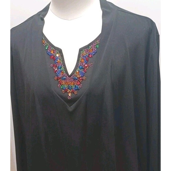 Susan Graver Black Women's Embellished Jacket And Shell 2-pc  Set Size 2X - Picture 2 of 13